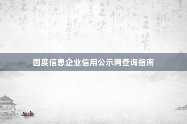 国度信息企业信用公示网查询指南